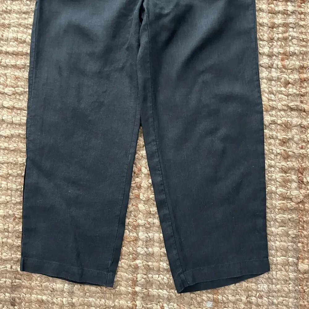 Quince 100% European Linen Pants Black Size S Pull On Crop Ankle Coastal Resort